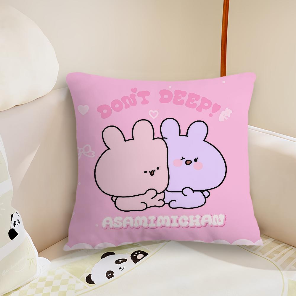 Cartoon AAsamimichan Cute Bunny cushion cover Plush Fabric Soft Double Sided Print Sofa Cushion Cover Throw Pillow Covers