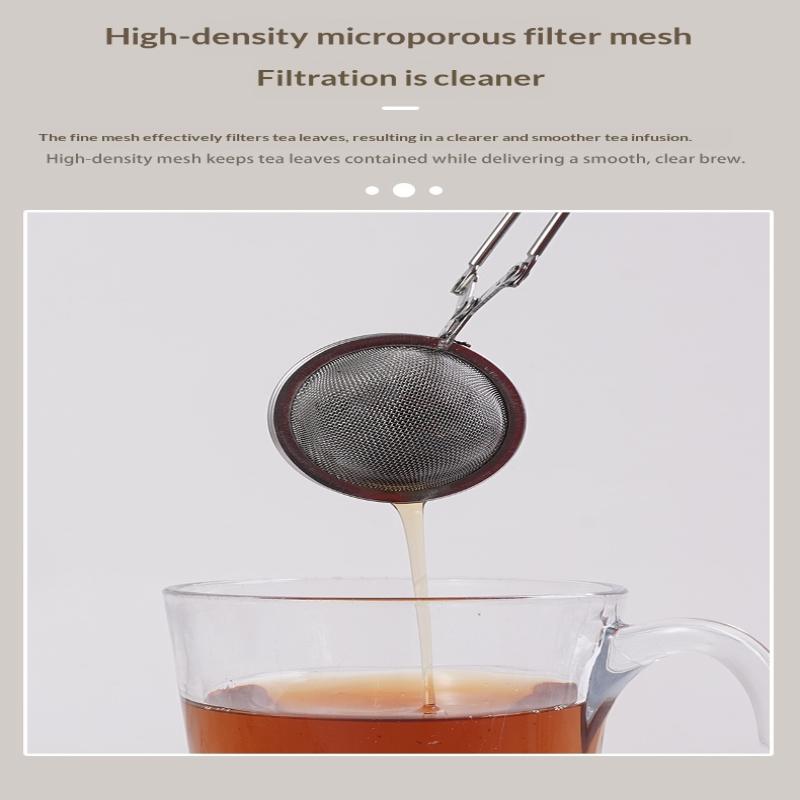 Wiederverwendbare Edelstahl-Teekugel mit Griff, feines Netzsieb, Anti-Verbrühungsfilter, Gewürz- und Kaffeediffusor