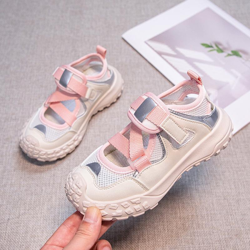 

Girls sports sandals 2025 new children s shoes summer baby bag head summer shoes girls net shoes breathable soft sole 26