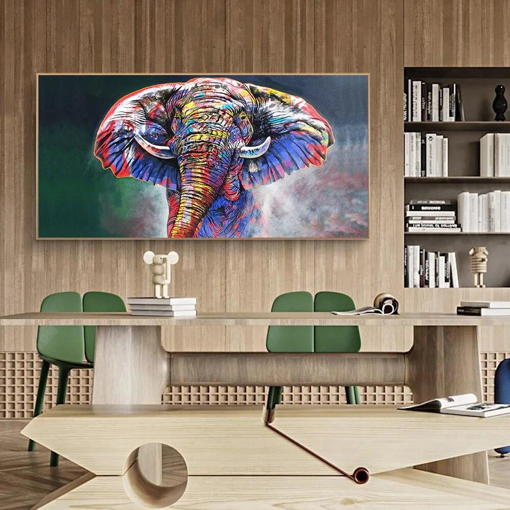 Abstract Colorful African Elephants Canvas Paintings On The Wall Art Posters And Prints Graffiti Art Pictures Kids Room Decor No Frame