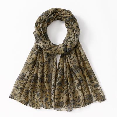 Autumn New Voile Scarf For Women Girls Retro Floral Print Scarves Soft Sunscreen Shawl Summer Fashion Female Wrap Shawls