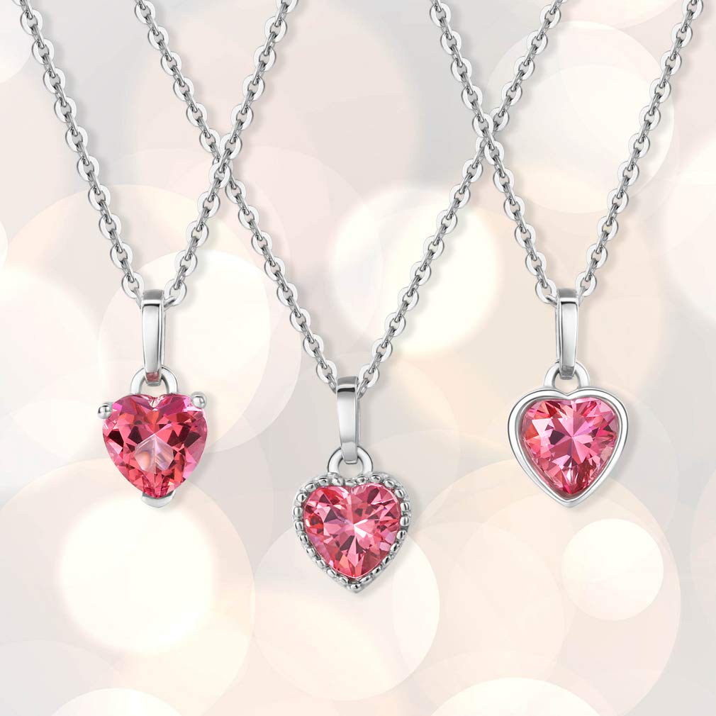EverFlawless Heart 18k White Gold Plated Natural Topaz Women's Necklace, Gift Wrapping Included, 3-Piece Set