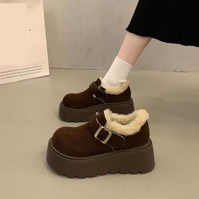 Retro Height-increasing Thick-soled Cotton Shoes for Women, New Fleece and Thickened Warm Shoes