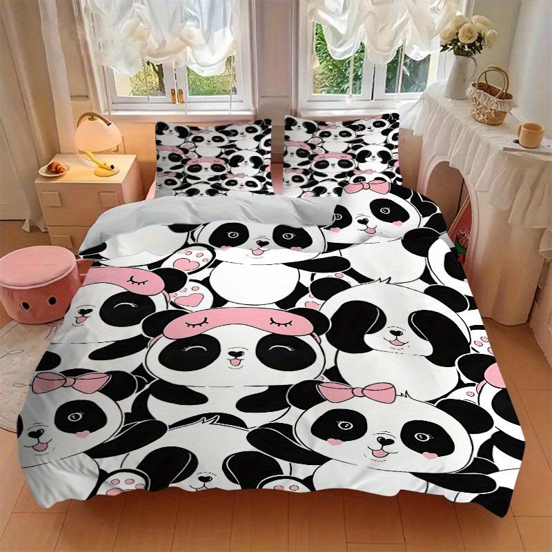 3pcs Panda, Cute Bedding Set, Breathable and Soft, Suitable for All Seasons, Ideal for Home Use, Suitable for Bedroom Decor 21127