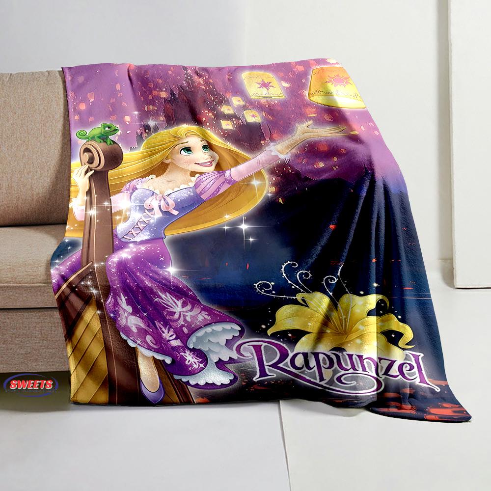 3D Classic Princess Rapunzel Cartoon Flannel Blanket for Bed Bedroom Sofa Picnic, Blanket for Cover Outdoor Leisure Nap Gifts