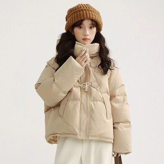 Cotton clothes women's short down cotton-padded clothes women's three-proof warm horn buckle small coat tide