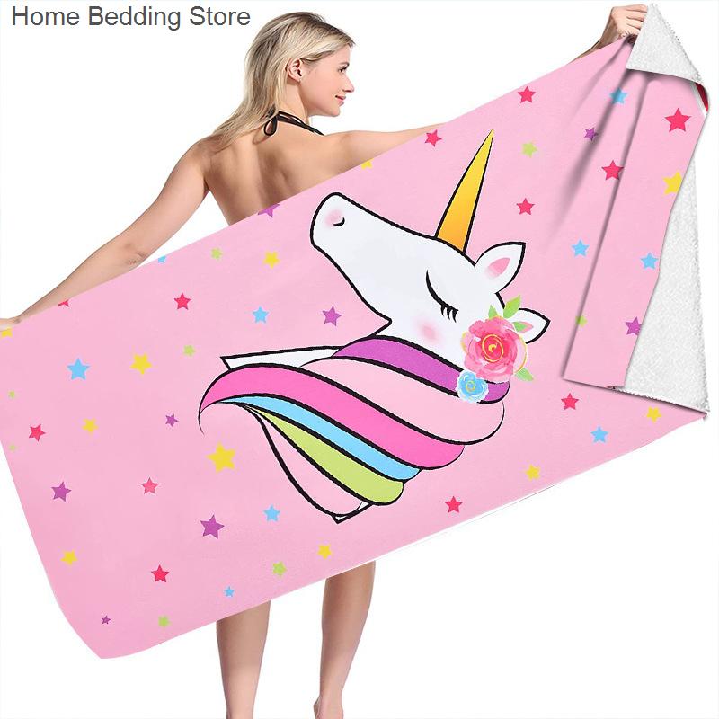 Rainbow Unicorn Beach Towel Soft Microfiber Bath Towel For Boys Kids Girls Quick Dry 50x100cm Sunscreen Travel Camping Blanket
