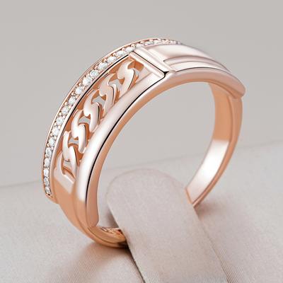 Unusual  Rose Gold Color Rings For Women Fashion Shiny Natural Zircon Accessories Minimalist Daily Fine Jewelry
