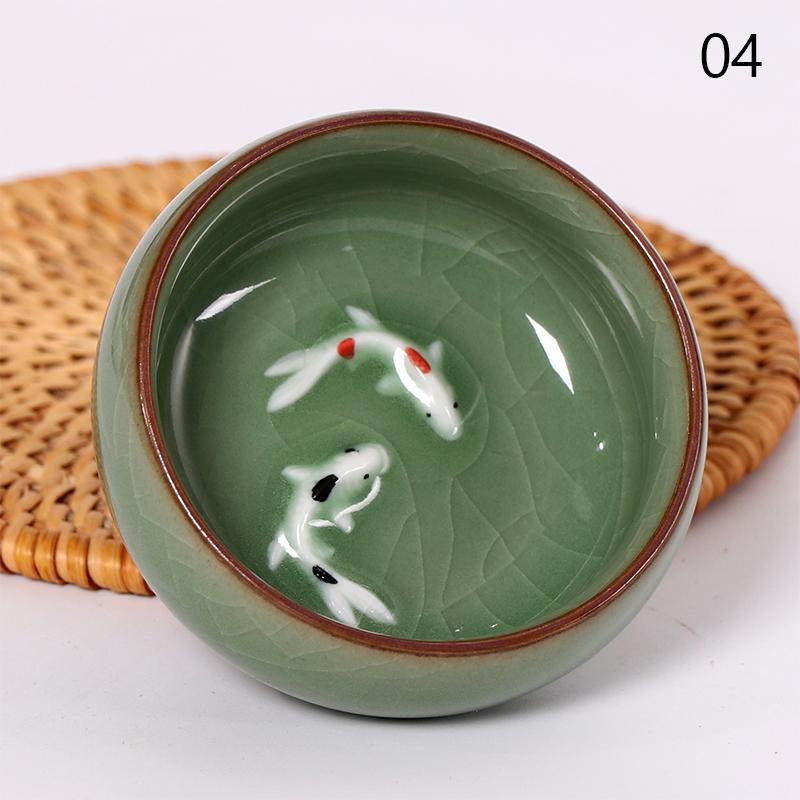 60ml Crackle Golden Fish Celadon Porcelain Teacups Delicate Longquan Teacup Bowl Ceramic Chinese Kungfu Tea Cup Teaware