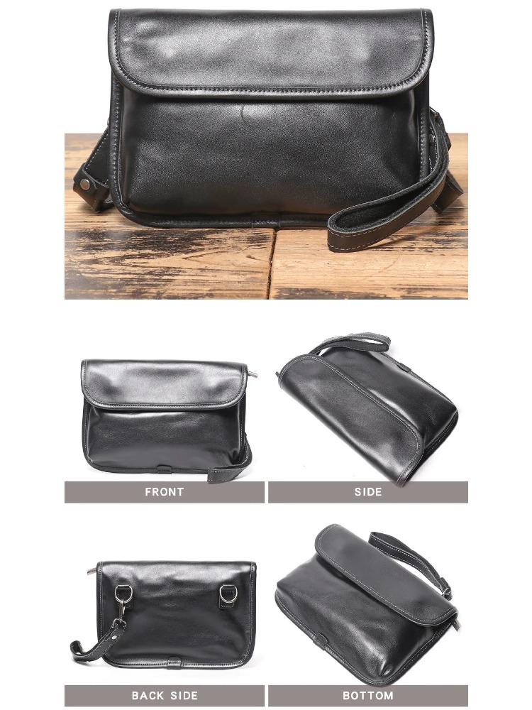 Designer Men's Genuine Leather Crossbody Bag Luxury Fashion Shoulder Messenger Bag Casual Travel Adjustable Strap Length