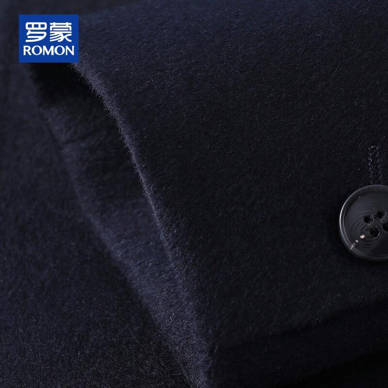 ROMON Men's Autumn/Winter Wool Blend Mid-Length Overcoat