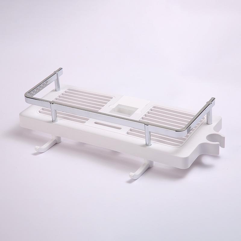 Adjustable No-Drill Shower Head Holder & Bathroom Tray with Loofah Hook