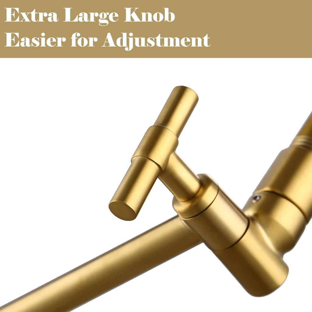 13-Inch Shower Head Arm, Gold, Stainless Steel, Adjustable, Locking Nut, 3-Year Warranty