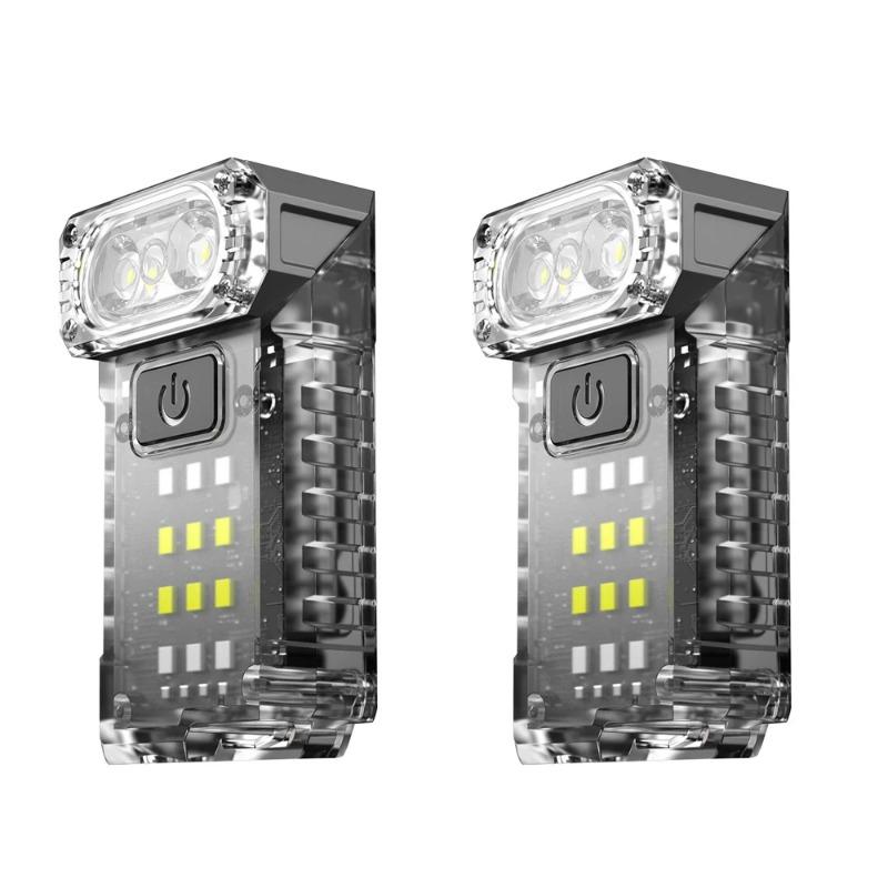 BORUiT EDC UV LED Fluorescence Flashlight Type-C Rechargeable Rotatable Torch Work Light with Clip Magnet Camping Pocket Lantern