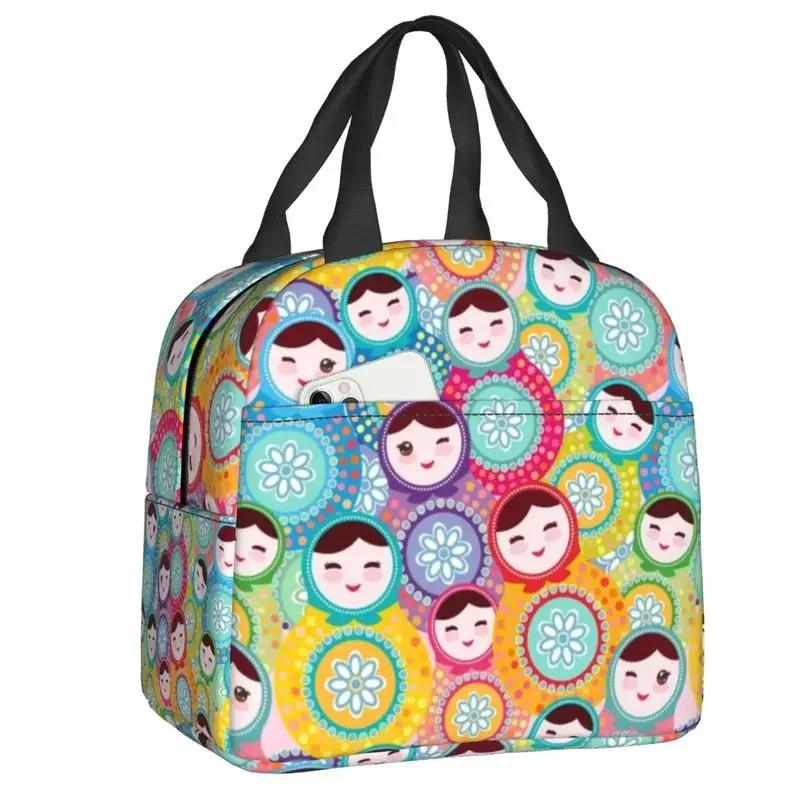

Russian Dolls Matryoshka Lunch Bag Thermal Cooler Insulated Bento Box For Women Kids School Children Beach Travel Food Tote Bags 22x20x13CM бежевий