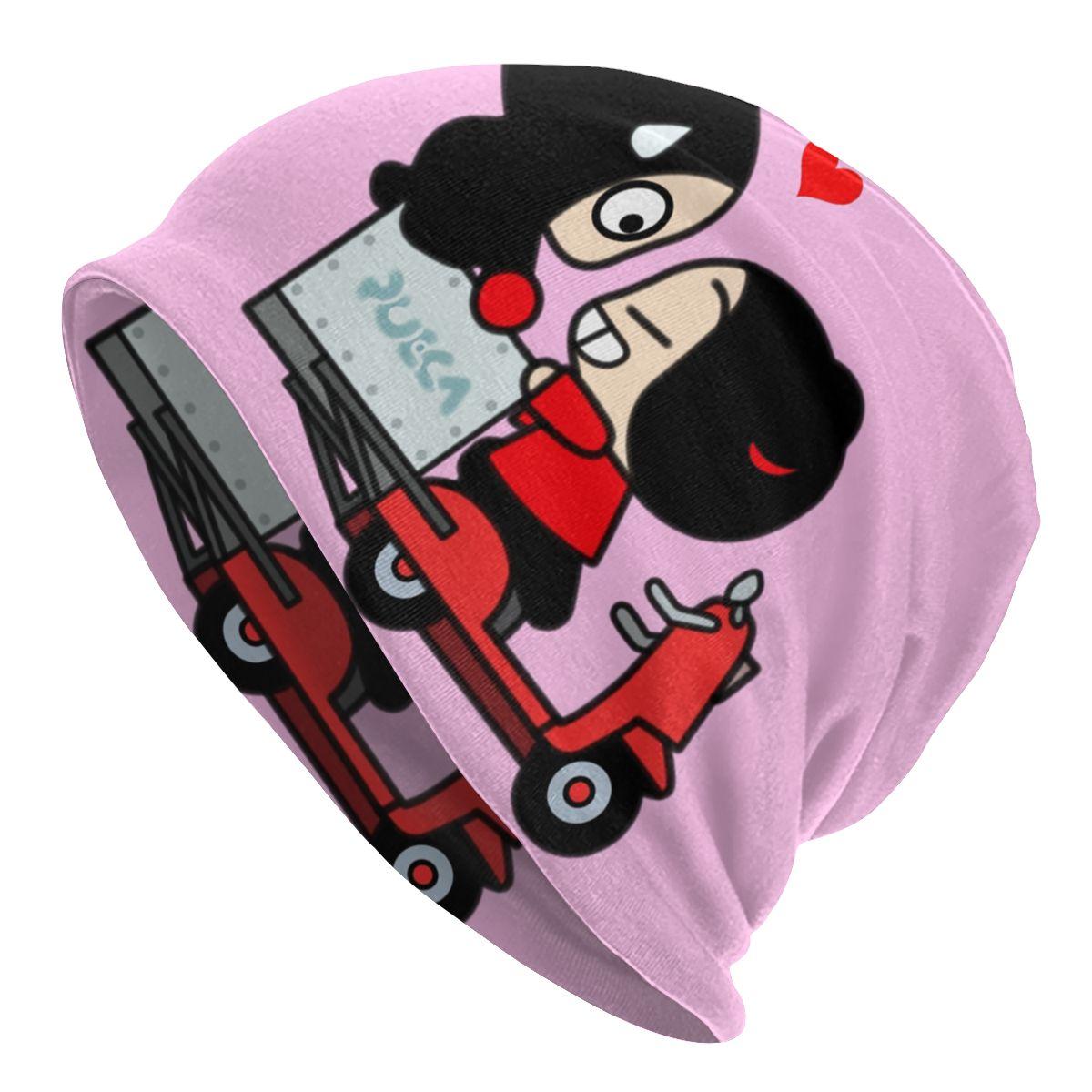 

Женская шапка-бини с напуском в стиле аниме Pucca, унисекс, с персонажами мультфильмов, модные вязаные шапочки Skullies, шапка для зимних лыж One Size