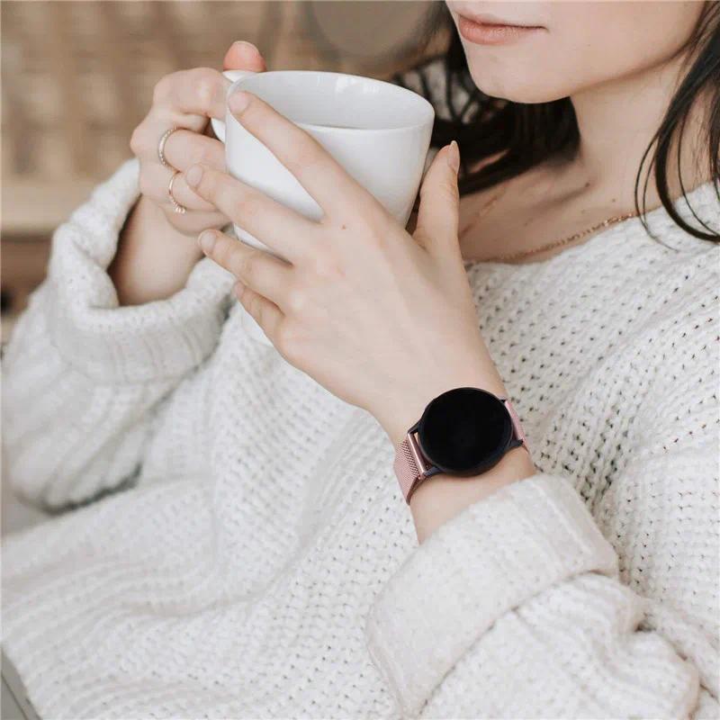 Fivela Magnética Pulseira Milanese de Aço Inoxidável para Samsung Watch4 Huawei GTR2 16mm 18mm 20mm 22mm Acessório de Relógio Casual Fashion