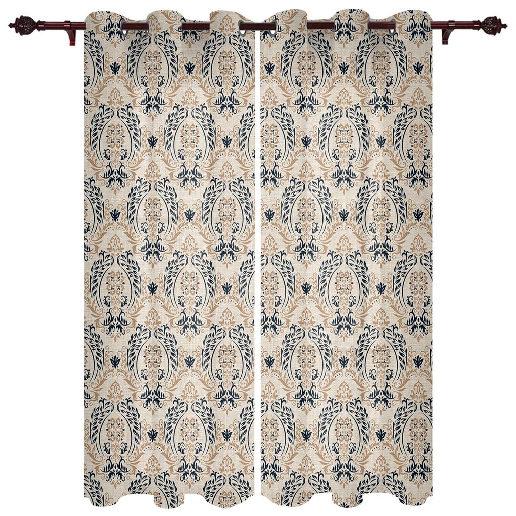 Black Baroque Pattern Window Curtain For Living Room Bedroom Luxury Home Kitchen Decor Items Curtains