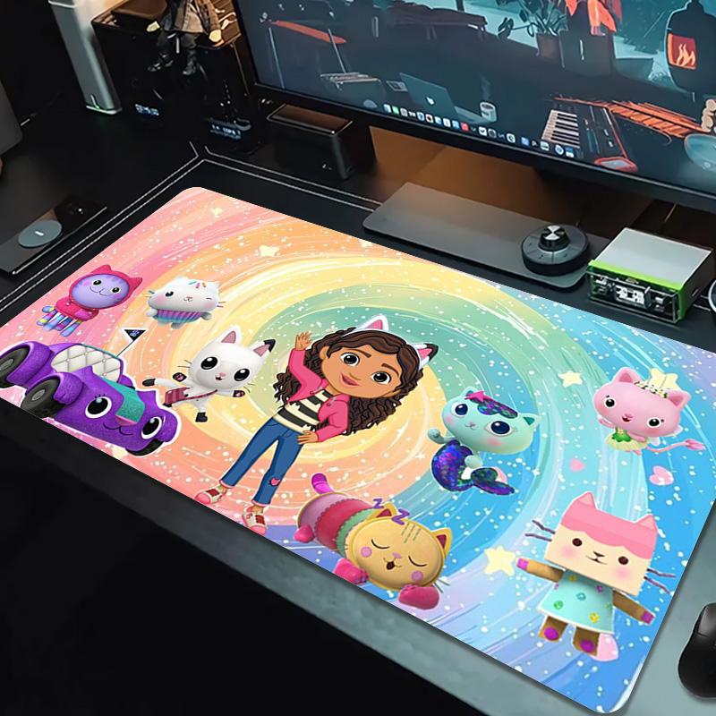 Gabby Dollhouse Color Mouse Pad Large Gaming Table Cushion Non-slip Laptop Tablet Big Mousepad XXL Mat Mini PC Playmat With Lock edge