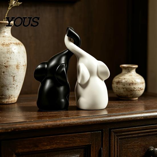 Elegant Animal Figurine Elephant Figurines Loving Gifts for Couples, Wedding Anniversary Modern Sculpture Ornament Nestling Elephants Statue