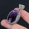 Daughters Day Deal Sterling Silver Natural Chevron Amethyst Boho Pendant Jewelry