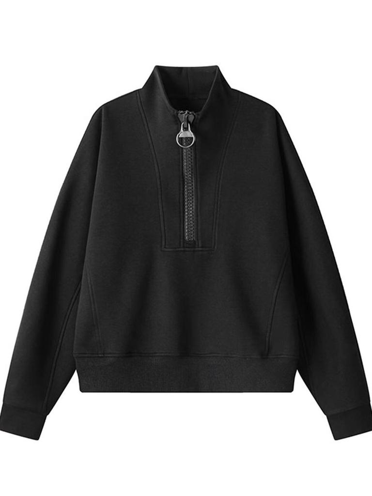 Herren Dekonstruierter Halbreißverschluss Schwerer Hoodie - Herbst/Winter Trend, Lockerer Nischen-Design Freizeitpullover