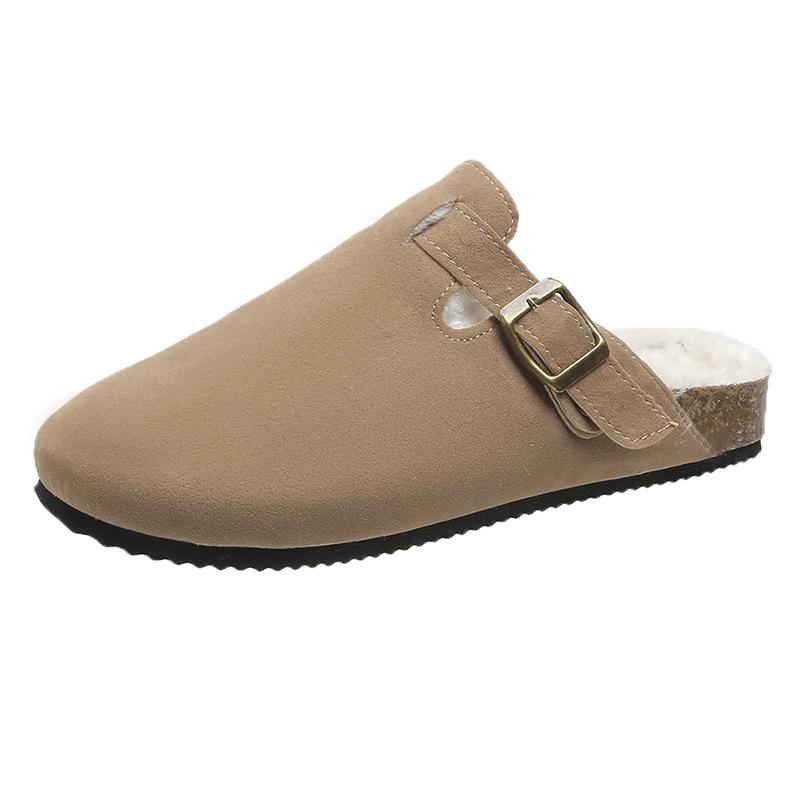 Plus Size Women's European & American Cork Closed-Toe Slippers - Trendy Roman-Inspired Half Slippers for Couples