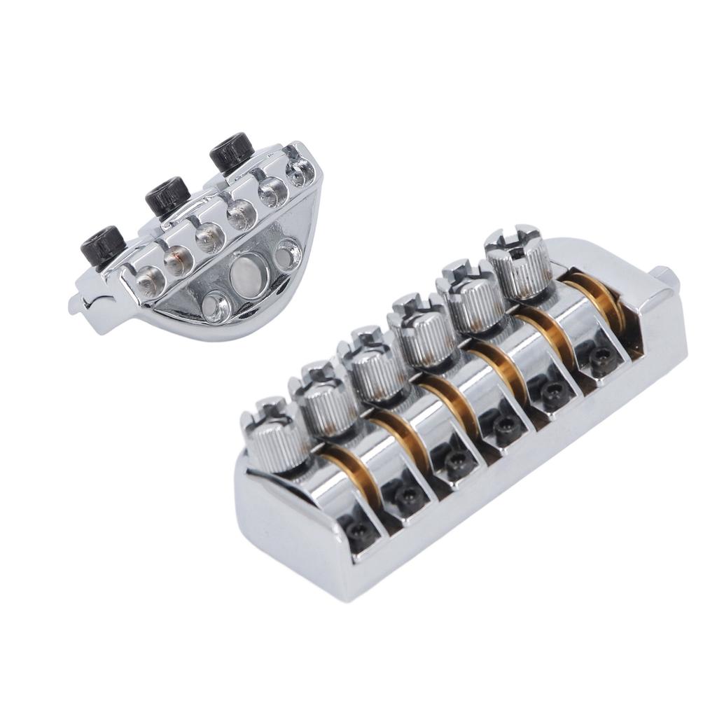 Headless Bridge Silver Color Alloy Steel 6 String Guitar Bridge Replacement for Practice