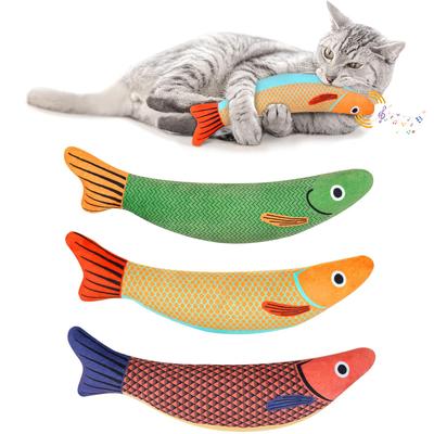 Katzenspielzeug, 3D-Simulation Fisch, Goldfisch, Kätzchenspielzeug, Kissenfisch, interaktiv klingend, Katzenkau- und Bissspielzeug, Plüschspielzeug, Katzenbedarf