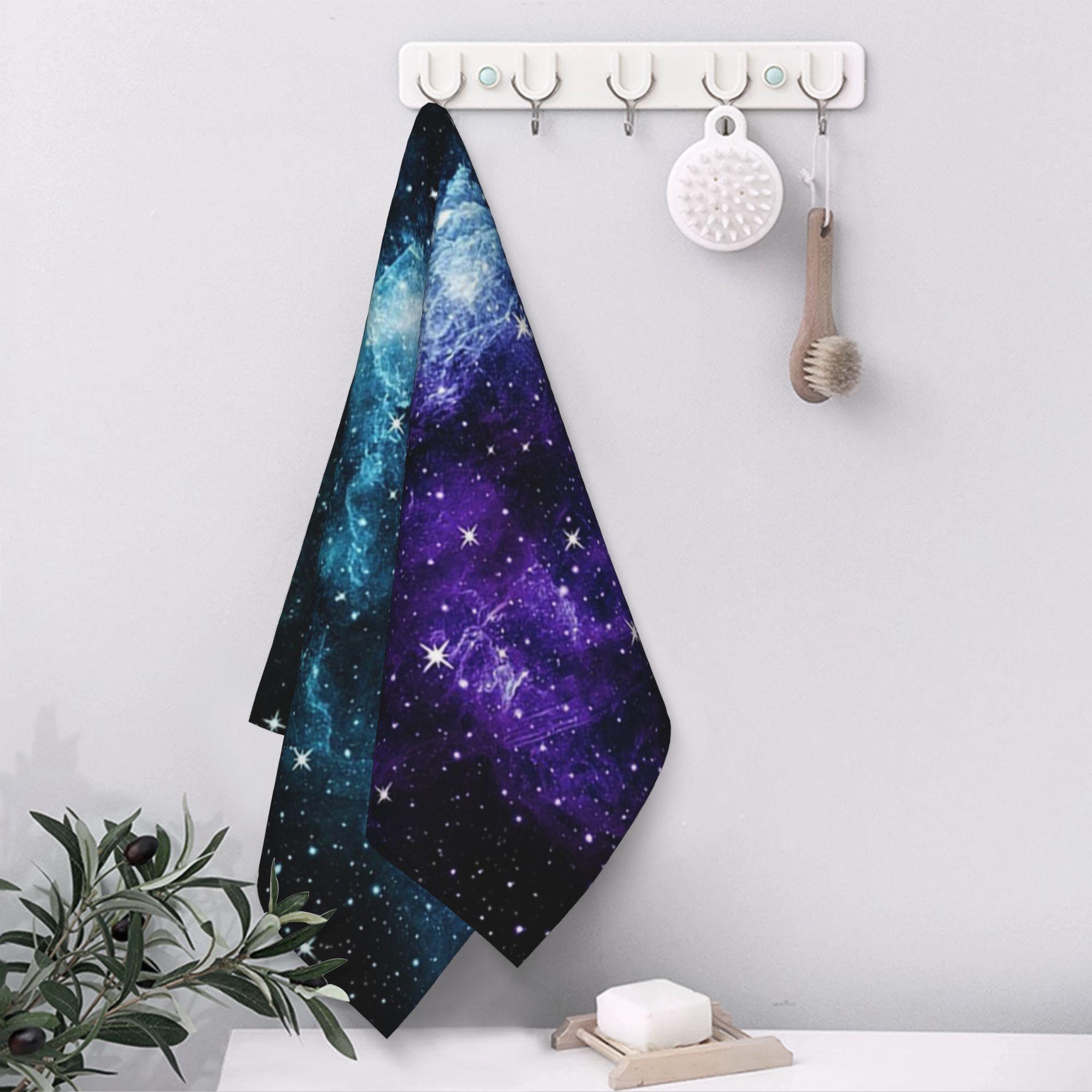 Creative Man Purple Teal Galaxy Nebula Dream Soft Face Towel Quick Dry Pool Bath Cotton Towels Absorbent