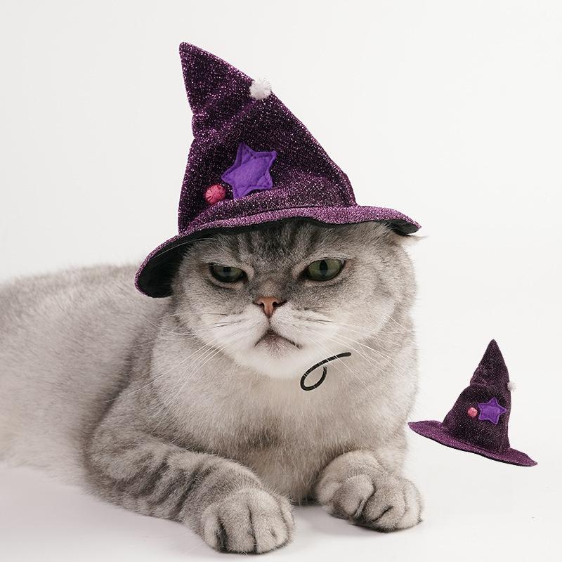 2pcs/set Halloween Pet Cat and Dog Costumes Magic Capes Hats Festival Sets Vampire Cloaks Cosplay Costumes and Decorations