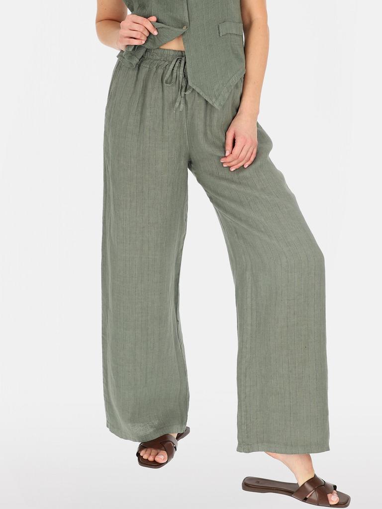 WOMEN' LOOSE STRIPED LINEN TROUSERS