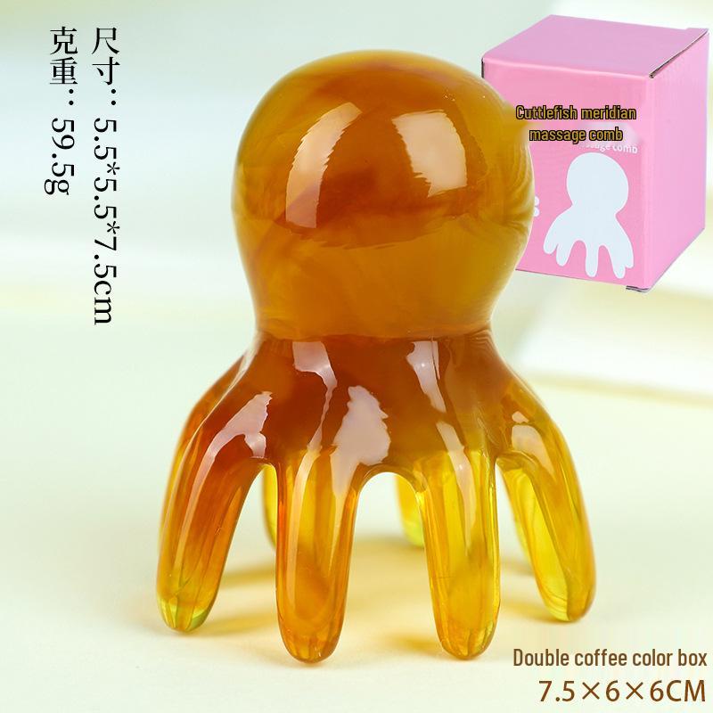 Pink Octopus Portable Scalp Massager Comb with Wide-Tooth Gua Sha Design
