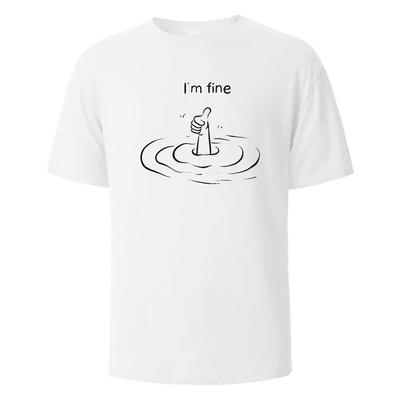I'm Fine Print T-Shirt Summer Tees For Men Women Oversize Casual Short Sleeve Tops