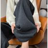 2025 Autumn/Winter High-Waisted Herringbone Wool Blend Wide-Leg Pants