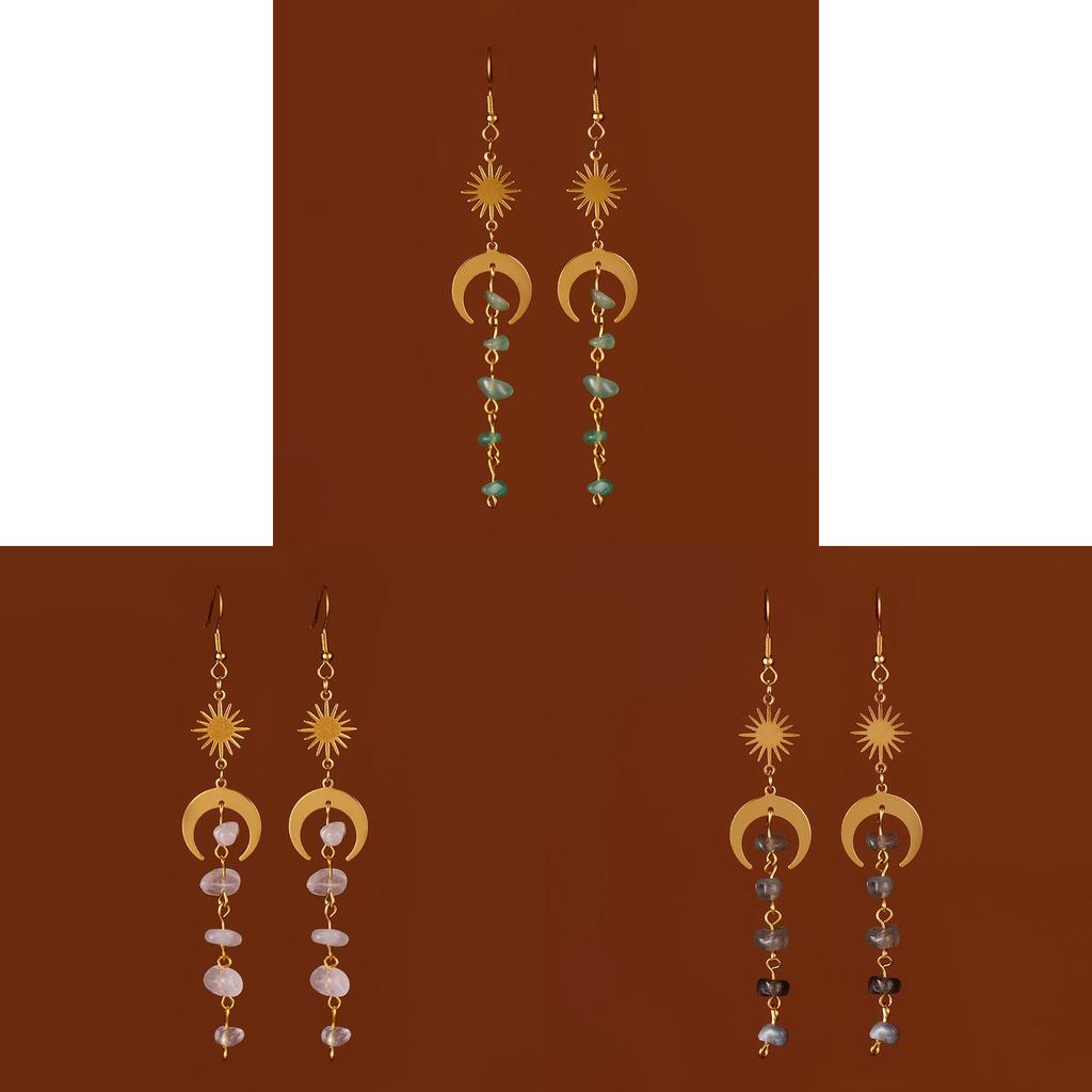 Fashion Asymmetrical Crystal Earrings With Moonstone And Geometric Alloy Design For Women