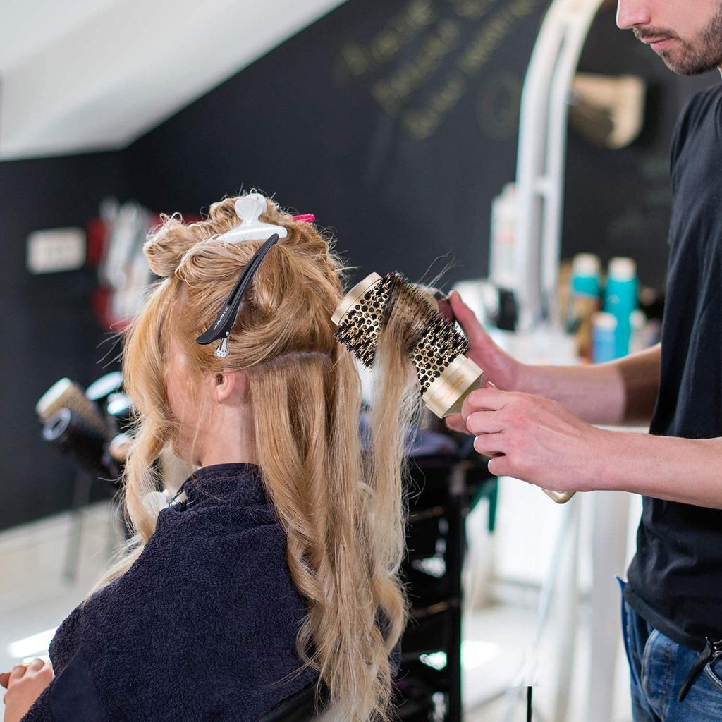 Lockiges Haar-Styling-Zylinderkamm, Salon, flauschiger Haarkamm, Gold-Keramik-Luft-Aluminiumrohr, thermisches Schwein, Koteletten, Rollkamm