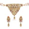 Gold-Plated Handcrafted Artificial Kundan Jewelry Choker Set with White Stone Matching Earrings For Women and Girls