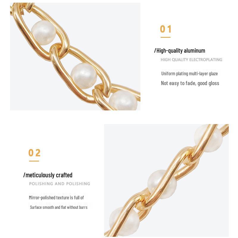 Women's Beaded Pearl Chain Waist Belt - 6mm To 8mm Aluminum Chain for Boots and Clothing Accessories
