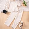 Girls Solid Color Suspenders Summer Suspenders Ruffles + Wide Leg Pants 2 Pieces Dress Set White Cute Elegant Baby Clothes