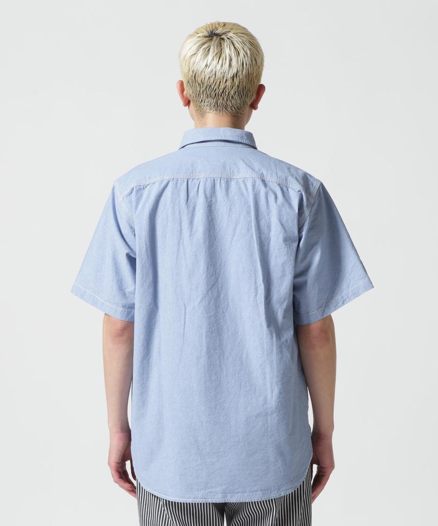 AVIREX DAILY BASIC CHAMBRAY S/S SHIRT Men's L 110 Blue 783-3923003