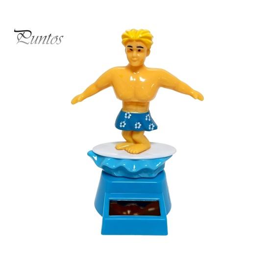 Surfing BilFigur Surfare Pojke Solcellsdriven Nickande Leksak, Tecknad Bobblehead för Mittkonsol Tillbehör Instrumentbräda, Bil Gungande Skakande Figur Kontor
