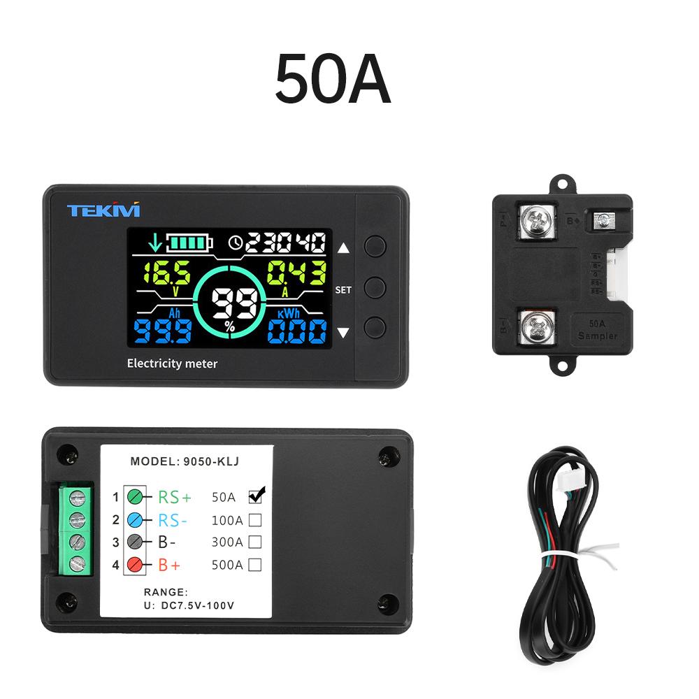 DC 7.5~100V Voltage Ammeter Power Meter Power Indicator Vehicle Lithium Iron Phosphate Bidirectional Detection Coulomb Meter