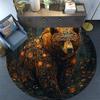 Golden Bear Round Area Rug,Carpet Rug for Living Room Bedroom Sofa Playroom Decor,Non-slip Floor Mat