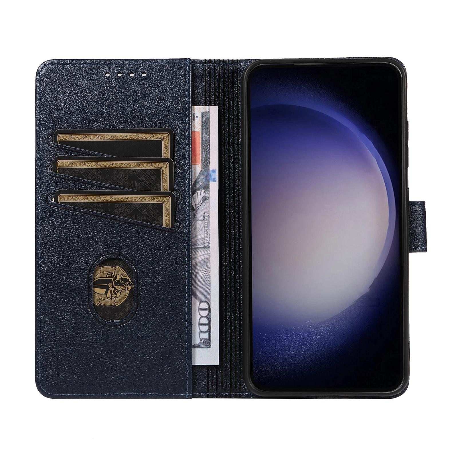 

For Samsung Galaxy S24 FE Leather Case Litchi Texture RFID Blocking Wallet Stand Phone Cover Brown