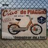 Mfoever Plechová cedule HD Plechová cedule Vintage Piaggio Ciao Moped Retro Kovová plechová cedule pro výzdobu garážové stěny