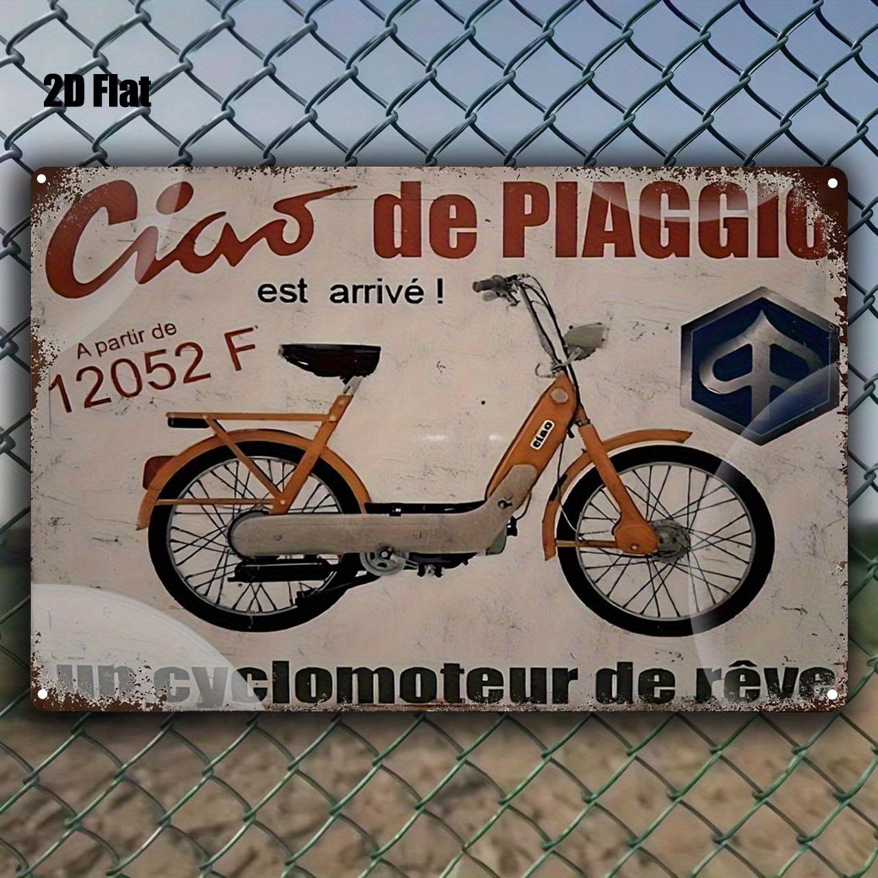 Mfoever Tin Sign HD Tin Sign Vintage Piaggio Ciao Moped Retro Metal Tin Sign for Garage Wall Decor 20x30