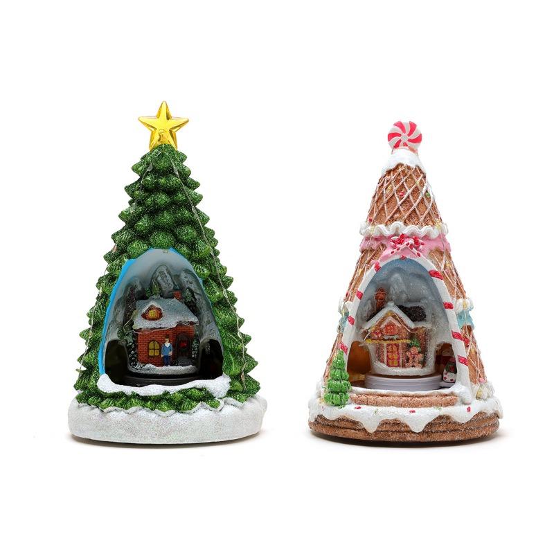 Resin Music Rotating Little Train, Music Box, Music Box, Night Light, Christmas Decoration, Gift and Decorative Item