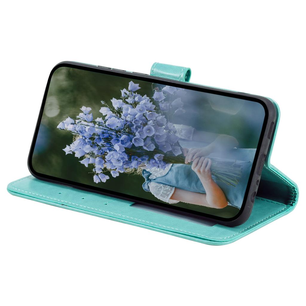 For Samsung Galaxy A17 Stand Case Imprinted Totem PU Leather Wallet Phone Cover with Wrist Strap