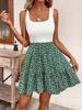 Elegant Square Neck Sleeveless Printed Summer Dress for Women
